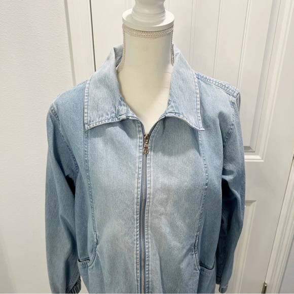 Vintage 80s Blair Light Denim Washed Zip Up Baggy Streetwear Denim Jacket Medium - Picture 2 of 13